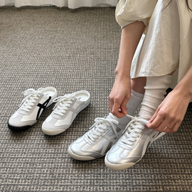 [GIRLS GOOB] Women's Lace Up Comfort Sneakers, Loafers Mules Synthetic Leather - Made in KOREA